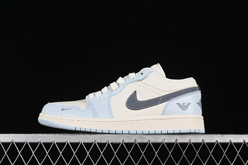 All categories Air Jordan Jordan series basketball shoes Air Jordan 1 Low high-end customized low-top sneakers Air Jordan 1 Low AJ1 Joe 1 Armani joint-ice blue high-end customized low-top retro basketball shoes WG8850-012
